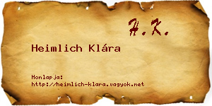 Heimlich Klára névjegykártya